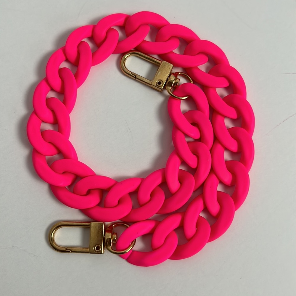 Acrylic smooth finish chain link strap, Neon Pink